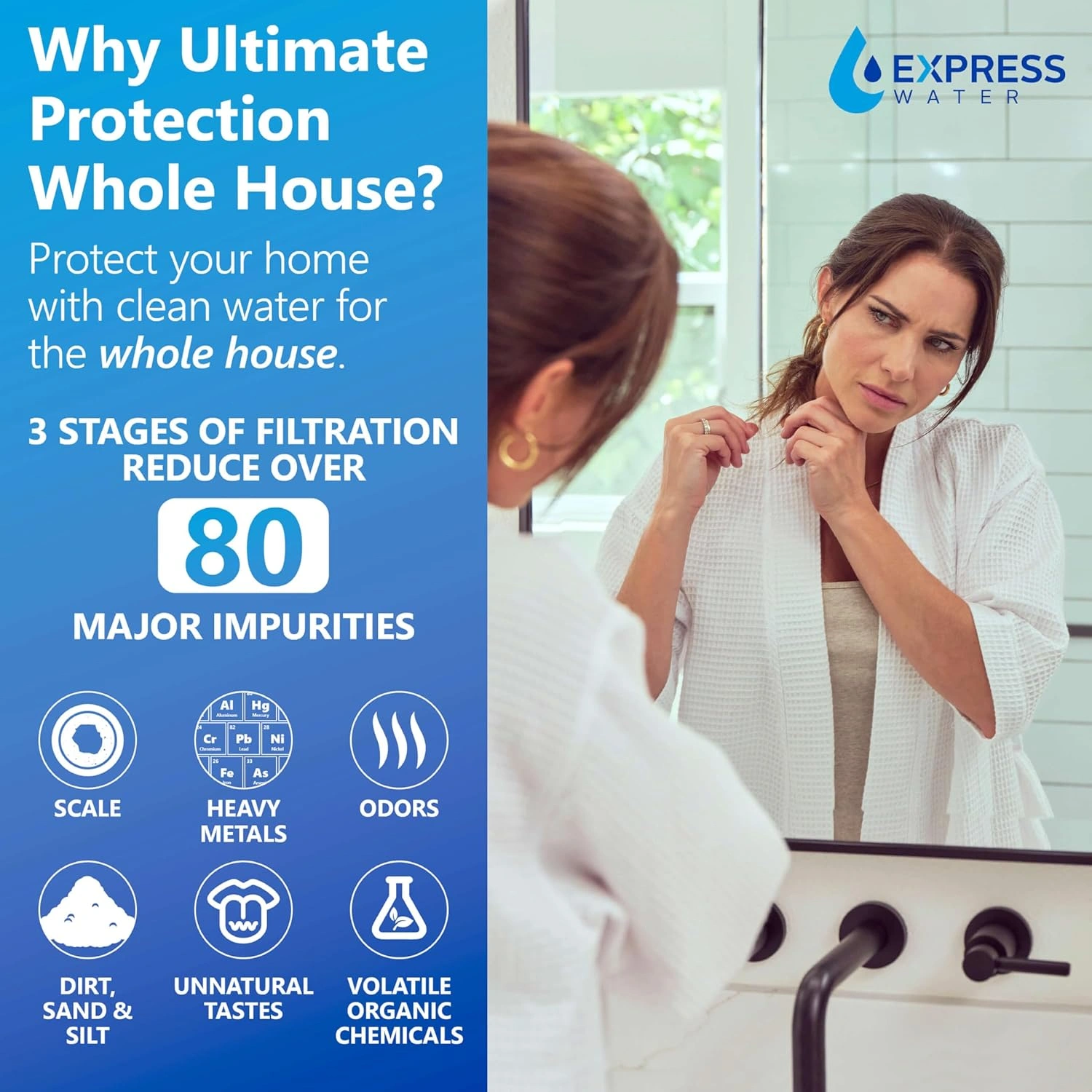 Complete well water filtration system for removing sediment and iron