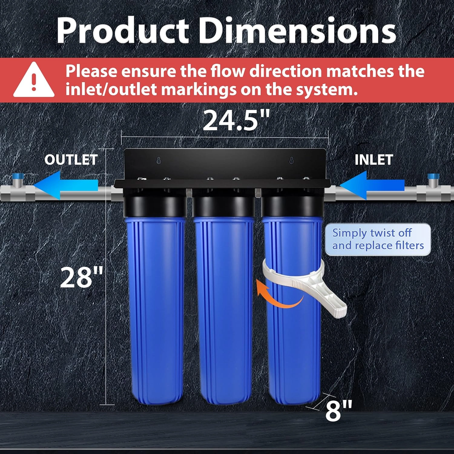 iSpring WGB32B-PB 3-Stage Whole House Water Filtration System (w2” x 4.5 Fine Sediment, Carbon Block, and Lead Reducing Filters) w 3 4 Push-Fit Stainless Steel Hose Connectors 2 Culligan whole house water filter with sediment cartridge and easy install